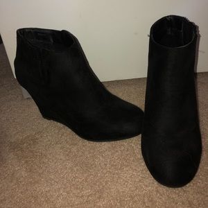 Black wedge booties